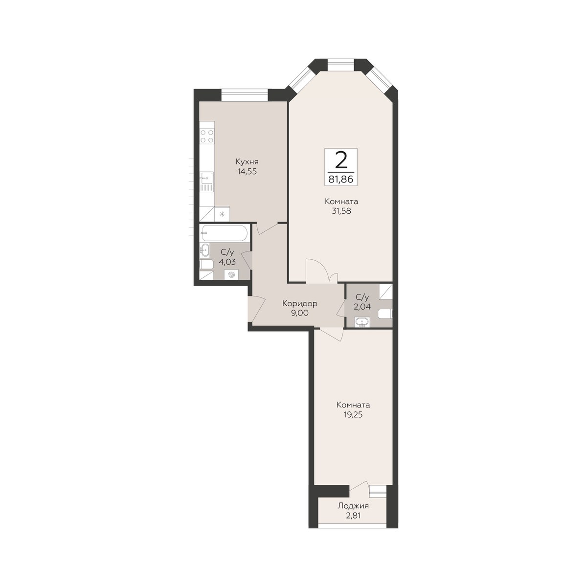 Планировка 81.86 м²