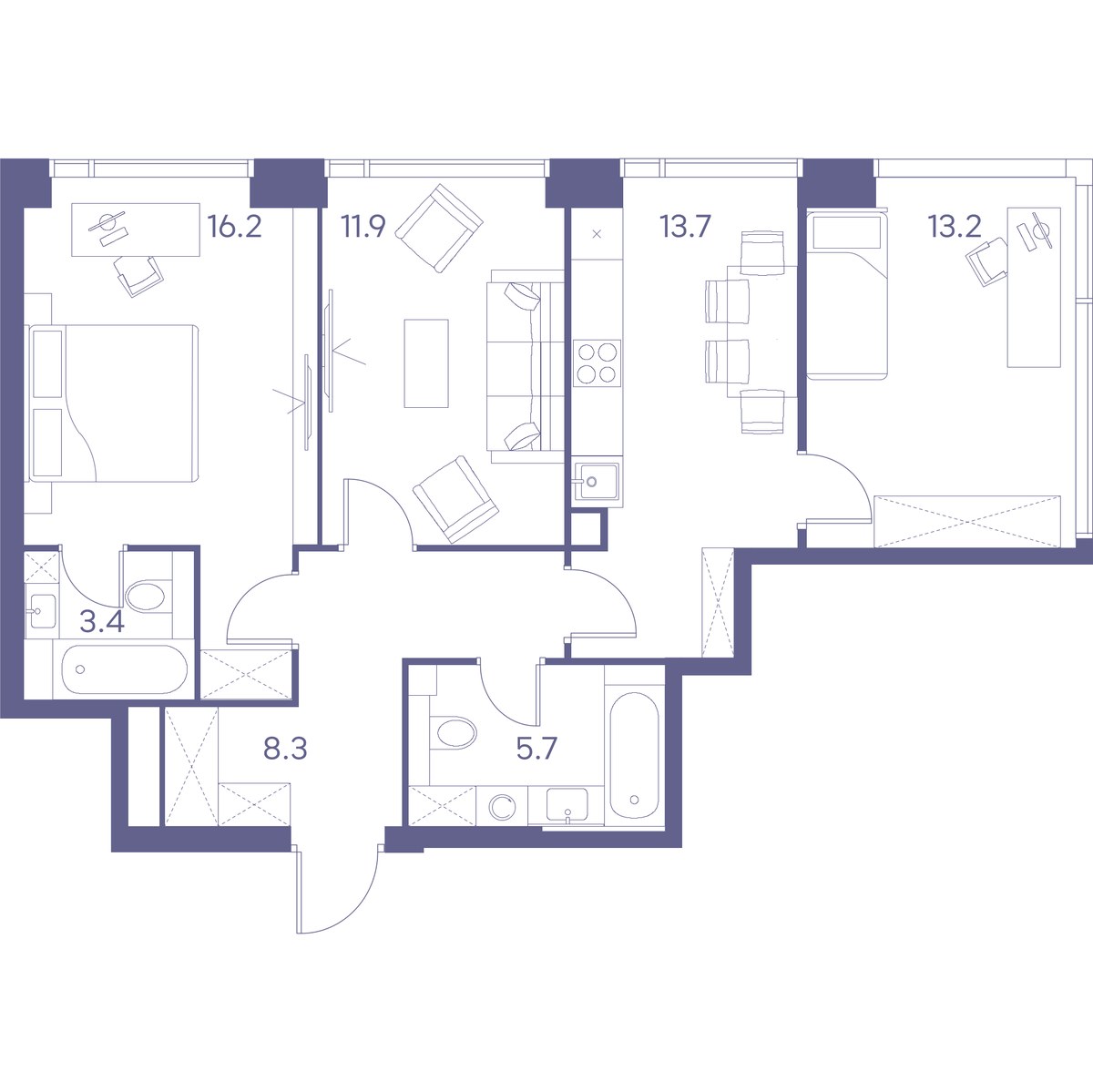 Планировка 72.4 м²