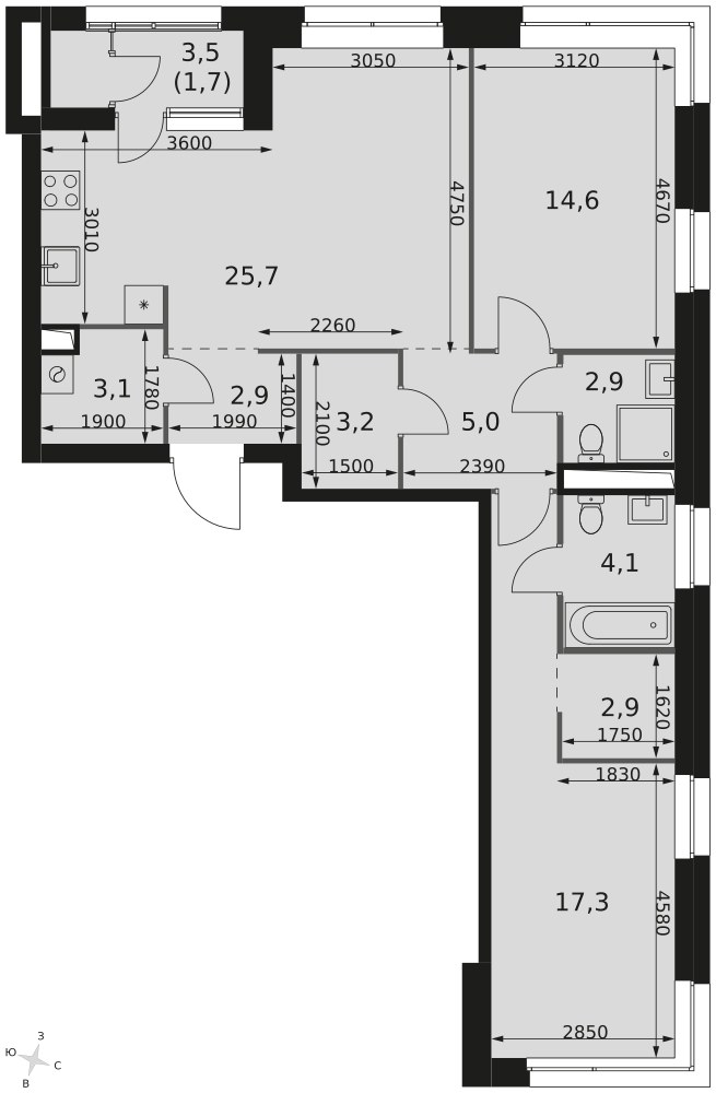 Планировка 83.4 м²
