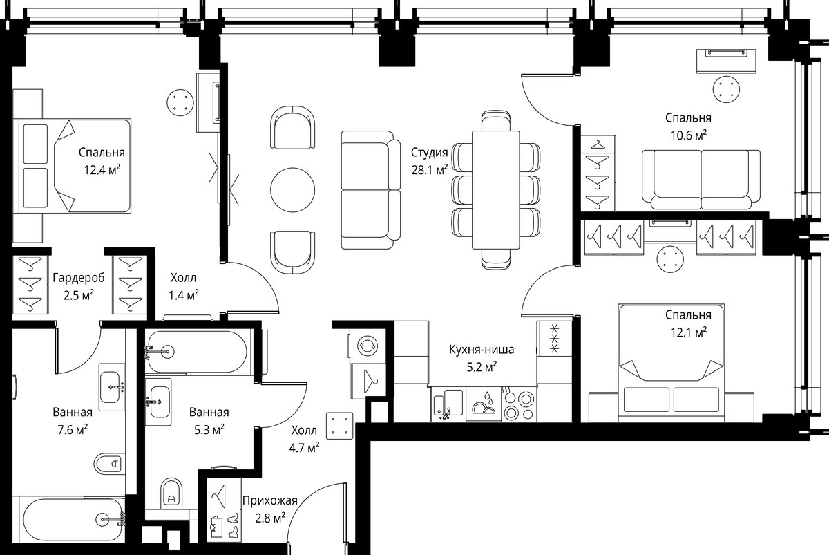 Планировка 92.7 м²