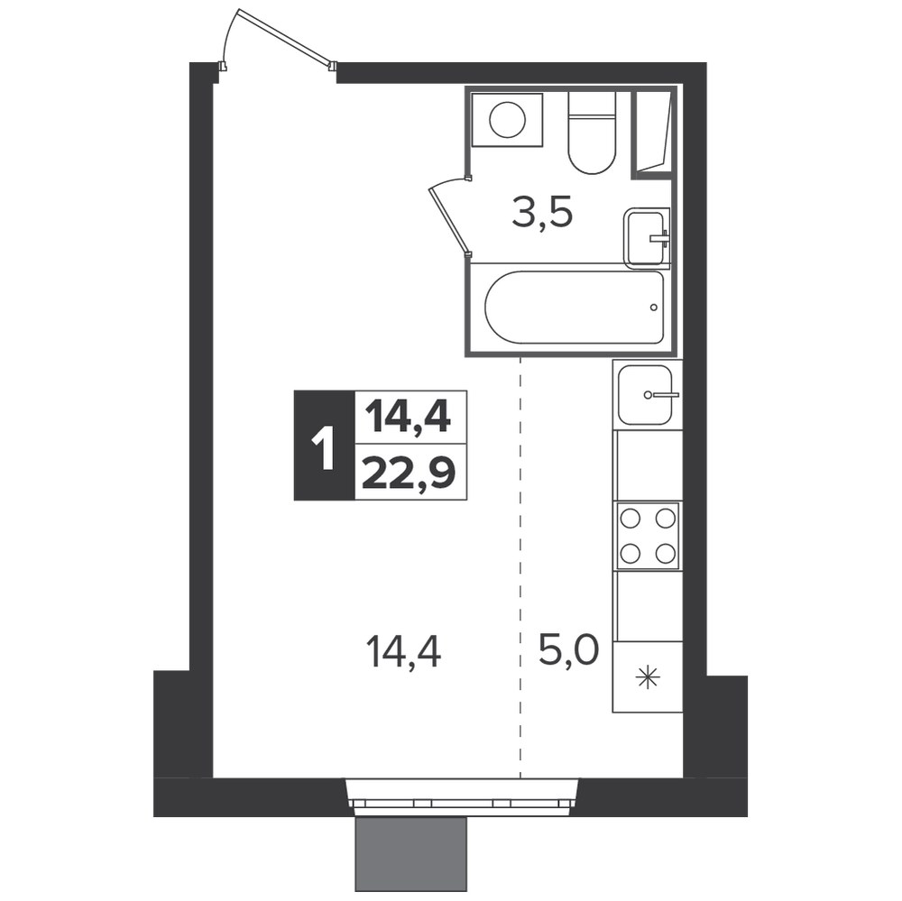 Планировка 22.9 м²