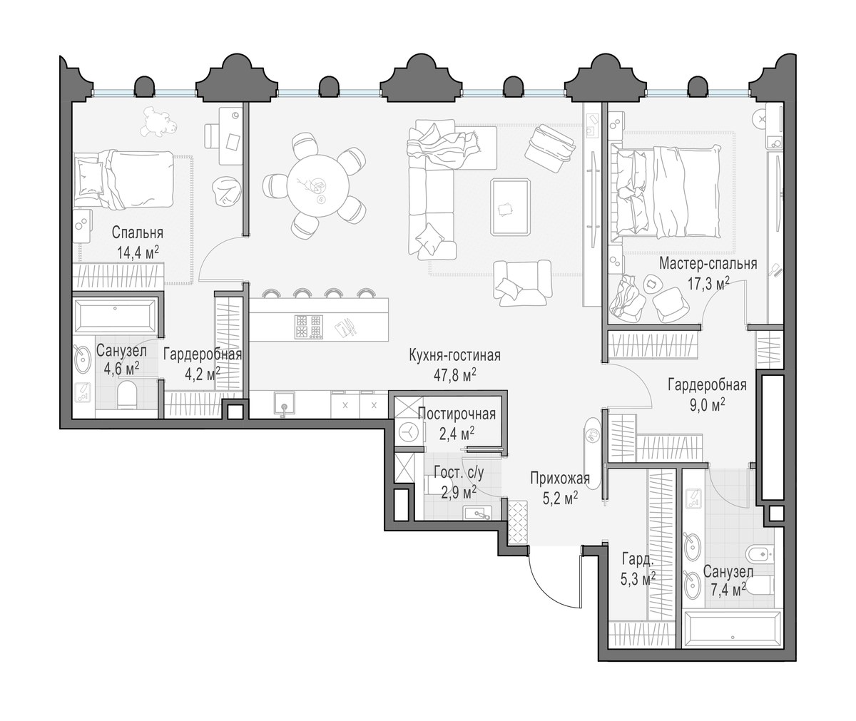 Планировка 120.8 м²