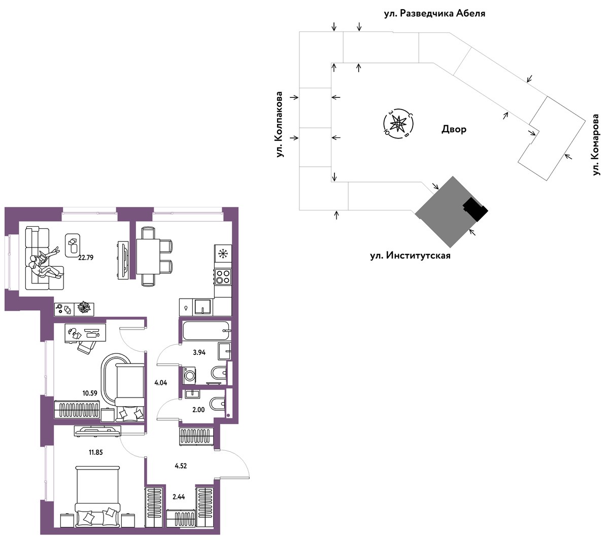 Планировка 62.17 м²