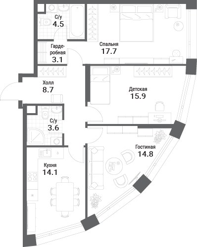 Планировка 82.4 м²