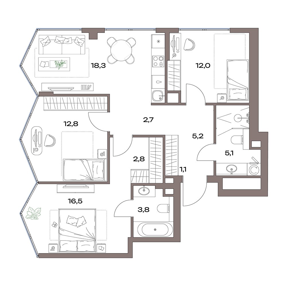 Планировка 81.6 м²