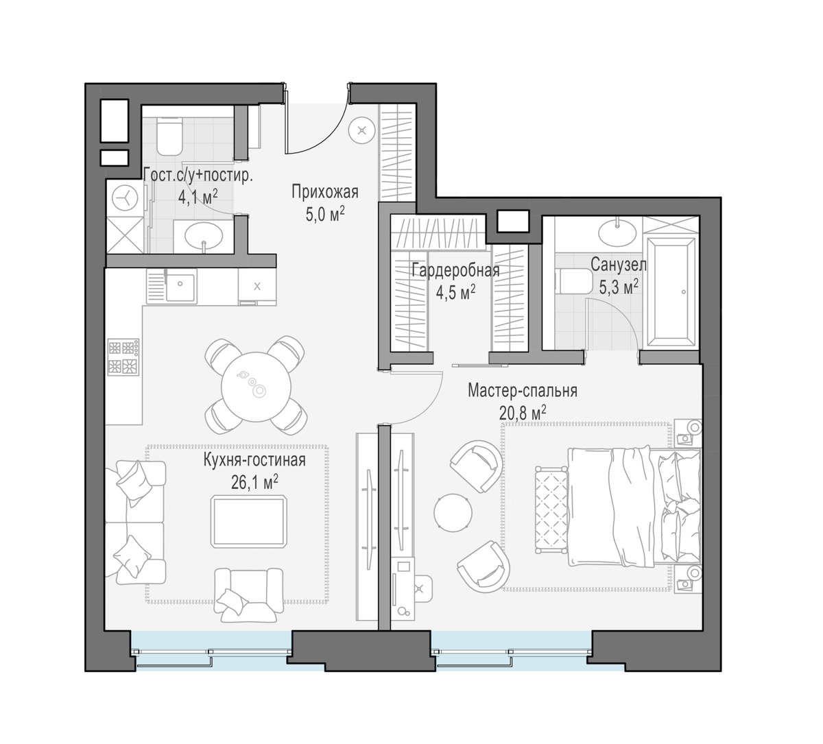 Планировка 69.5 м²