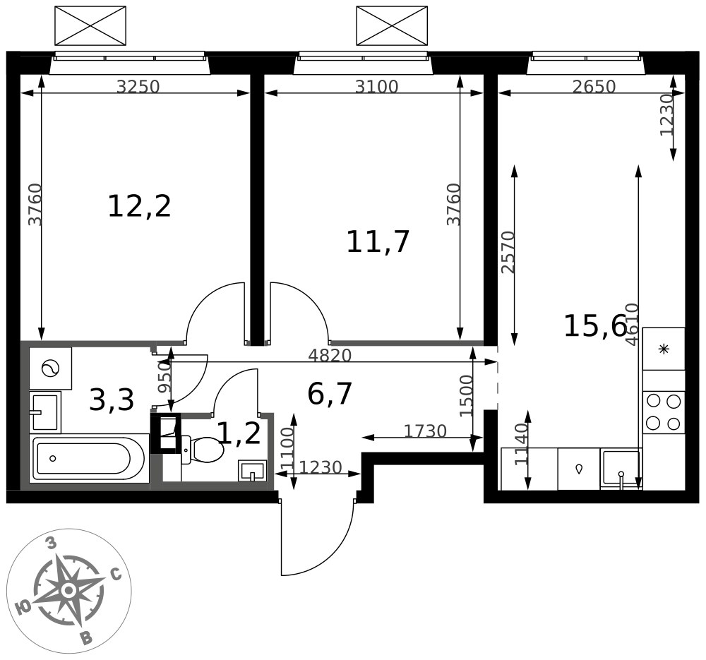 Планировка 50.7 м²
