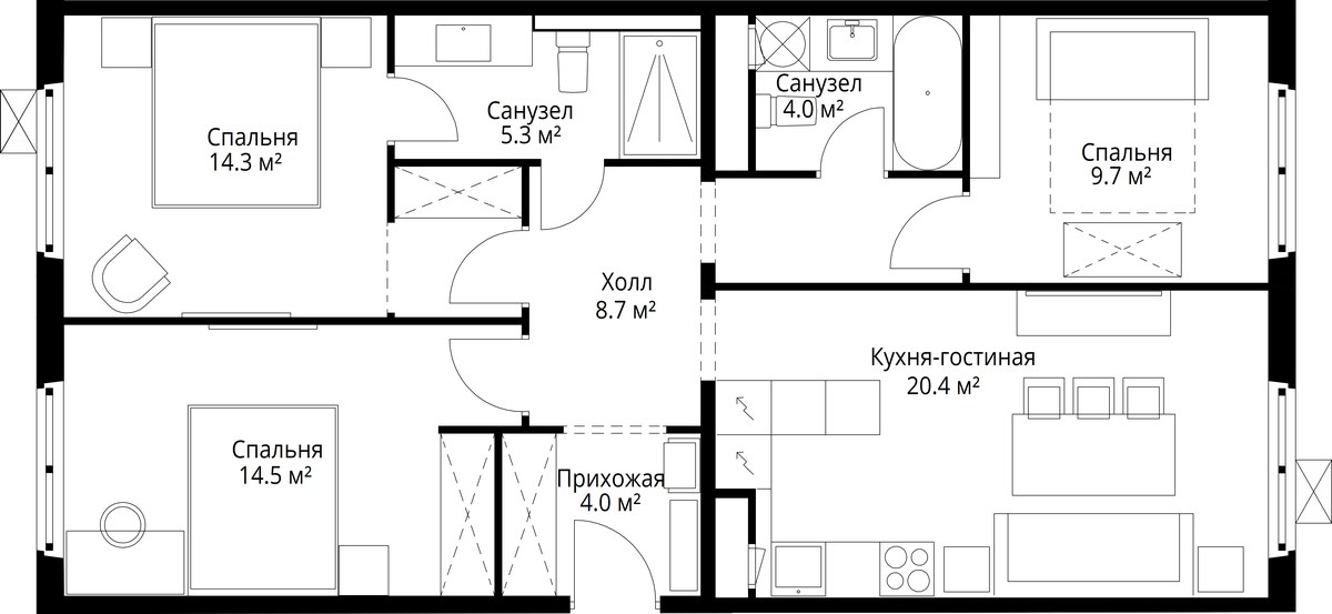 Планировка 80.9 м²