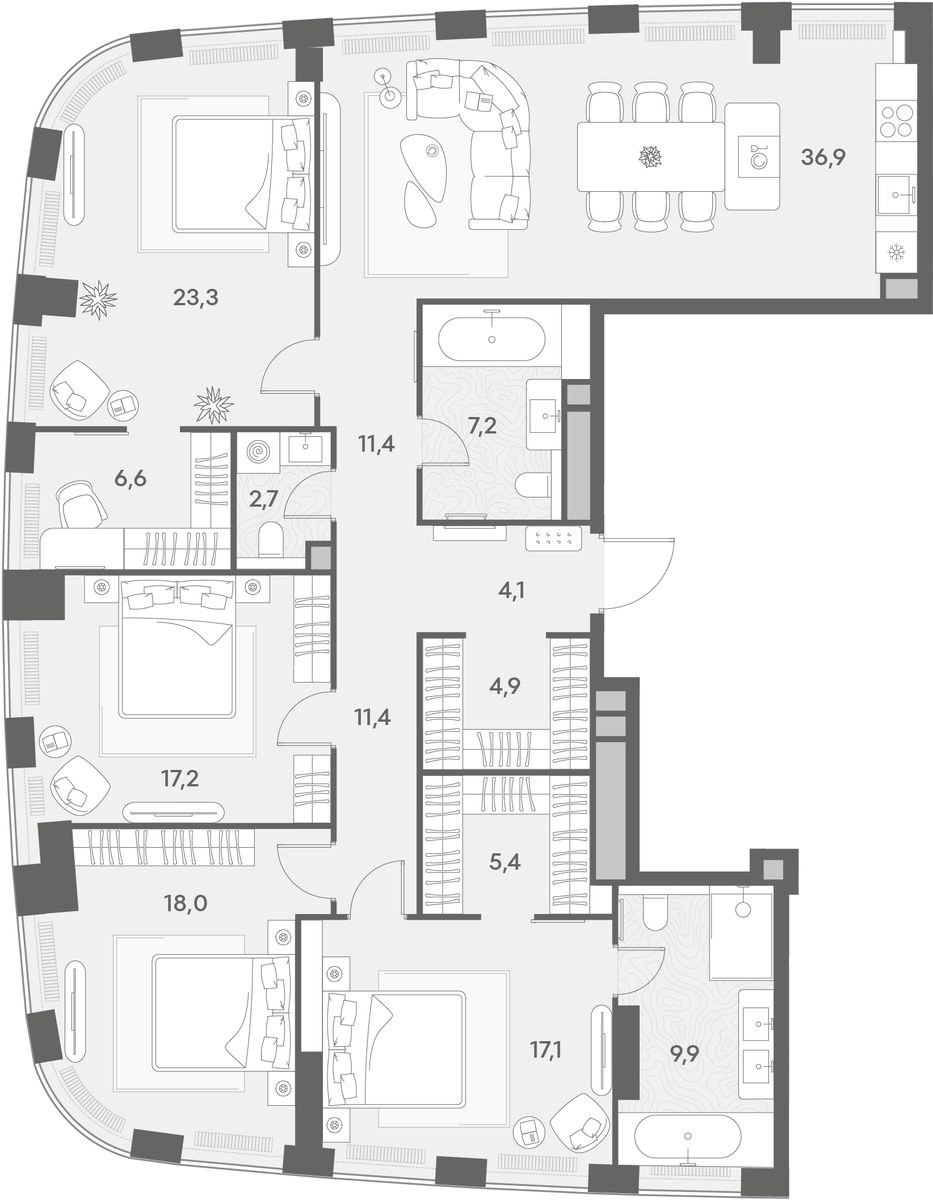 Планировка 164.7 м²