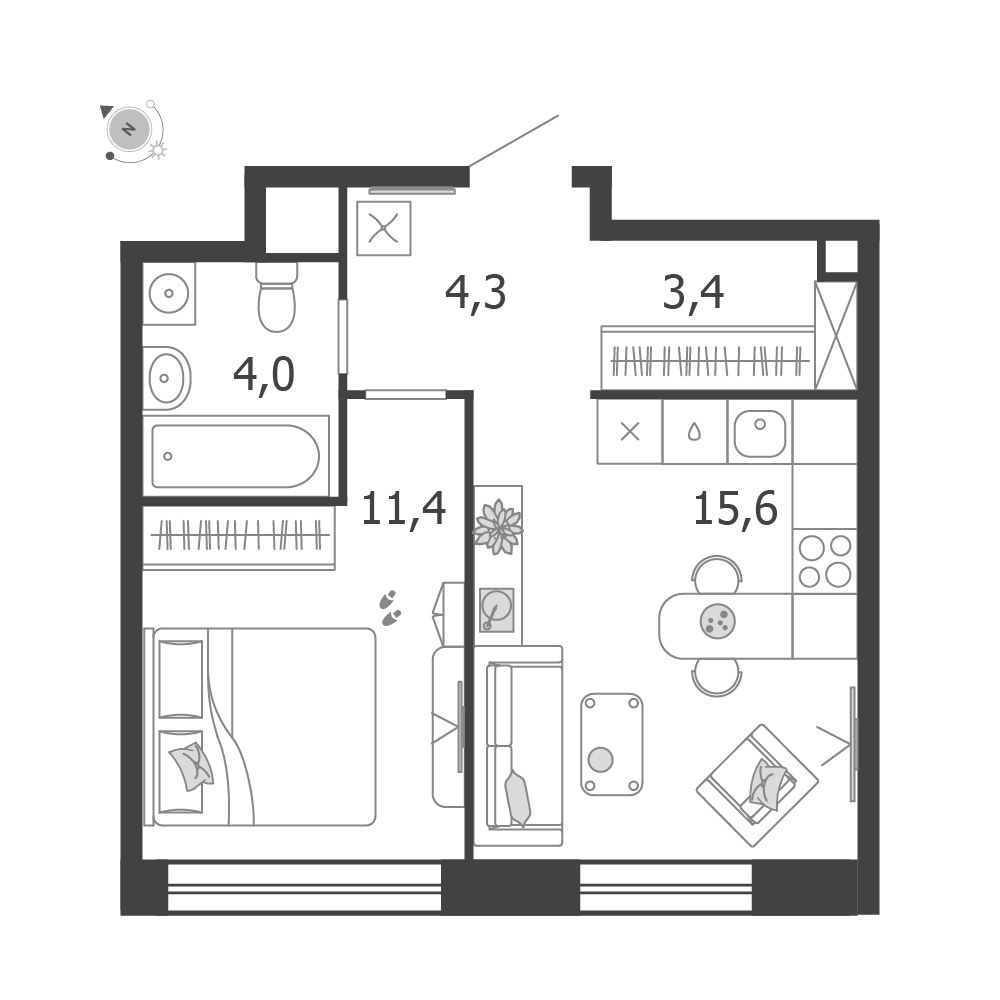 Планировка 38.7 м²