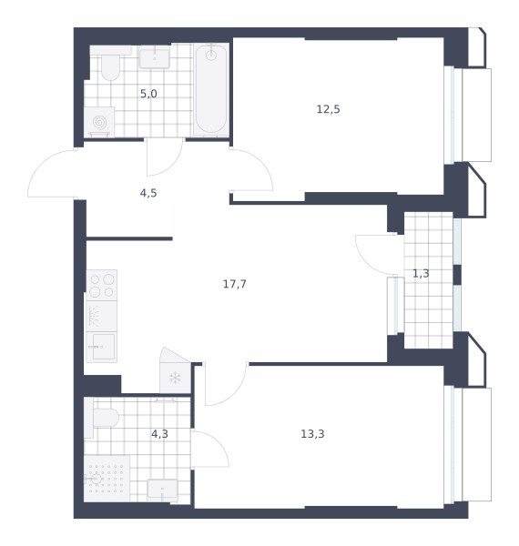 Планировка 58.6 м²