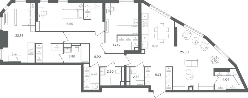 Планировка 121.68 м²