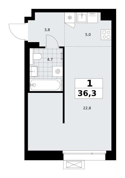 Планировка 36.3 м²