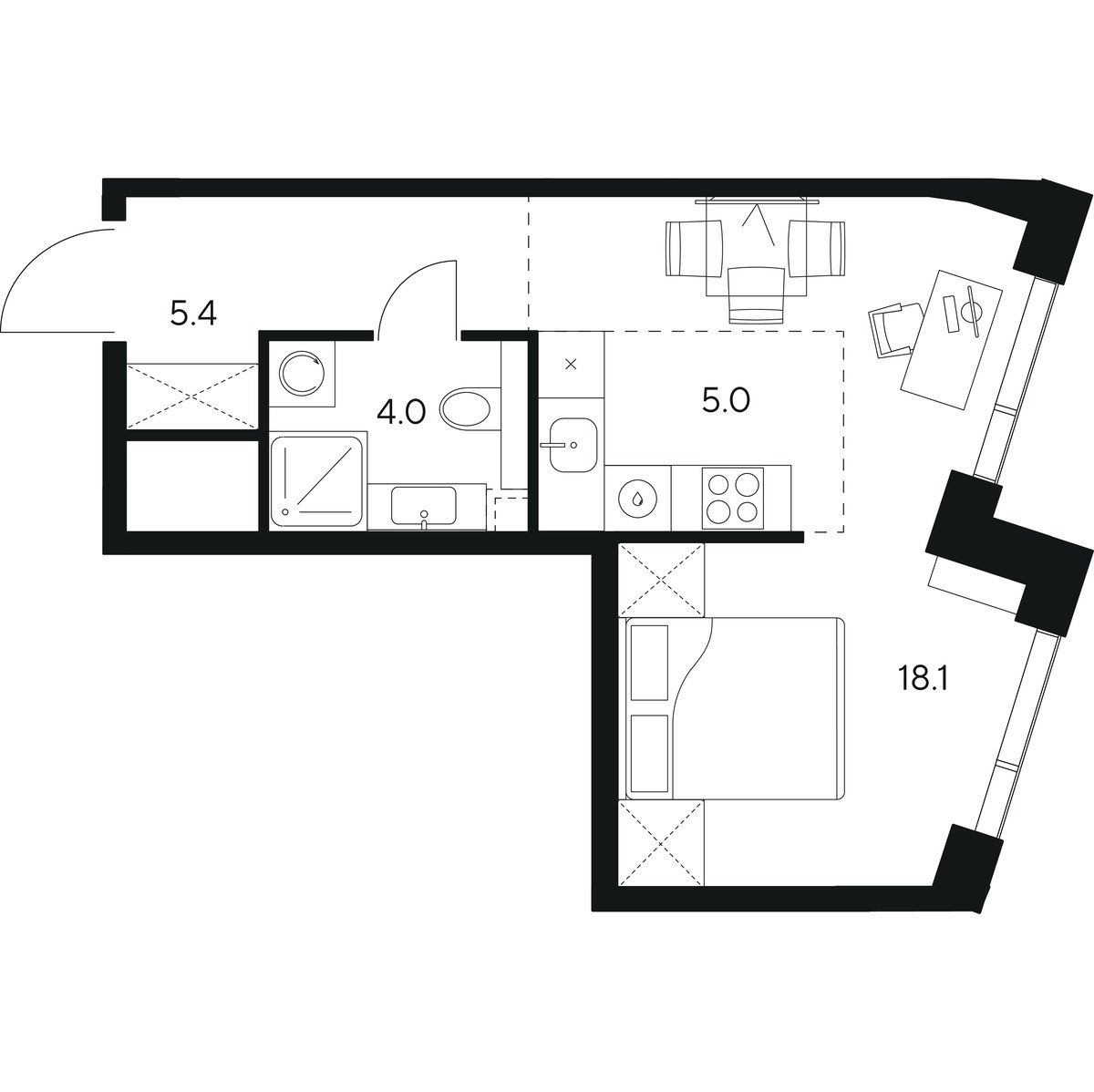 Планировка 32.5 м²