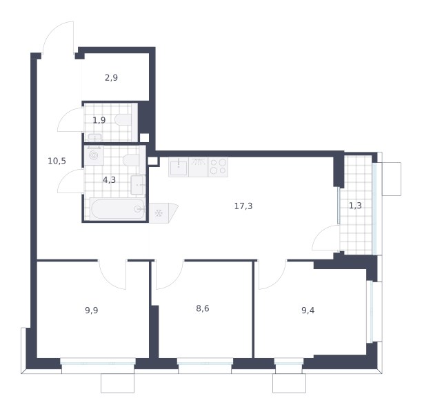 Планировка 66.1 м²