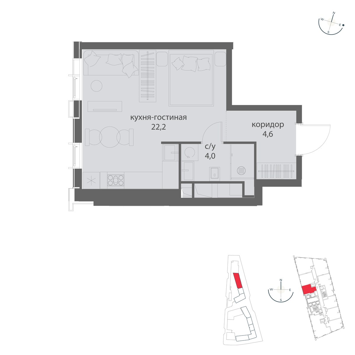 Планировка 30.8 м²