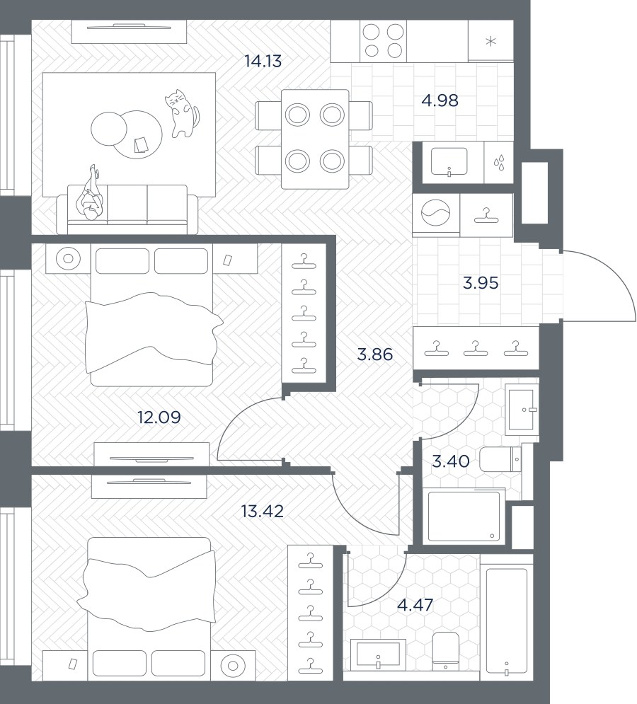Планировка 60.3 м²