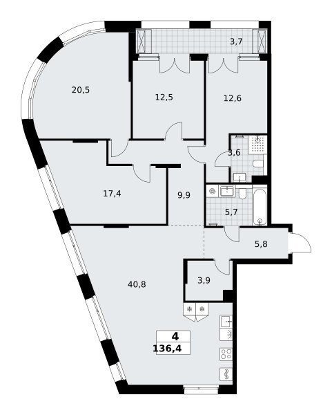 Планировка 136.4 м²