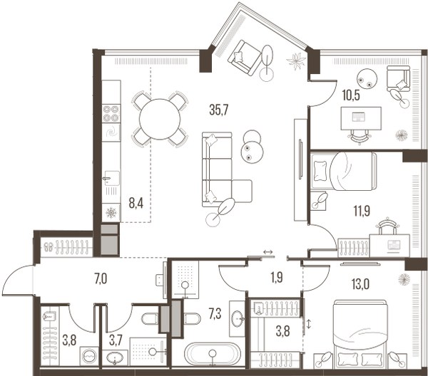 Планировка 106.9 м²