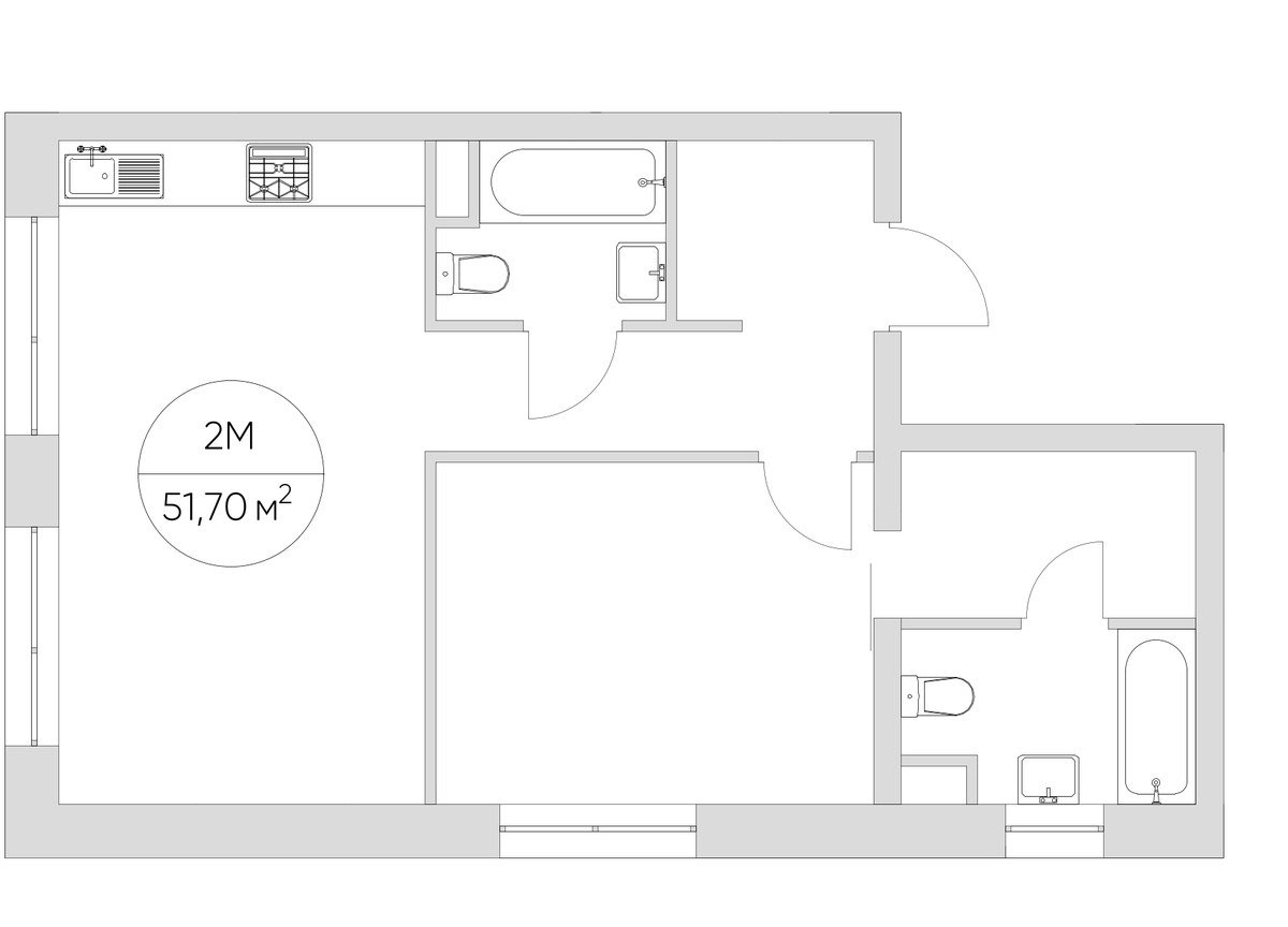 Планировка 51.7 м²