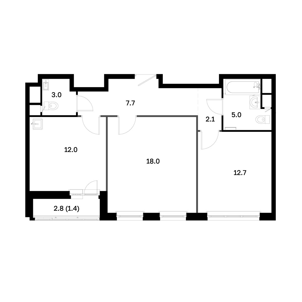 Планировка 60.8 м²