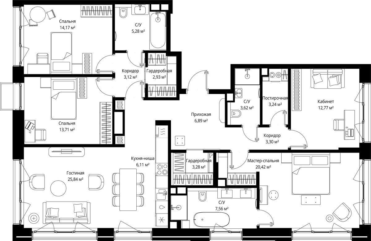 Планировка 132.24 м²