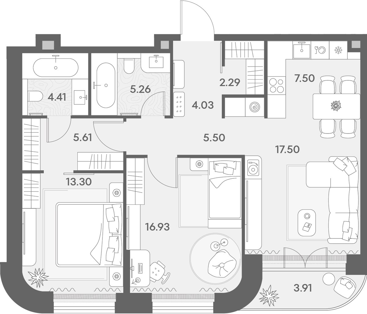 Планировка 86.24 м²