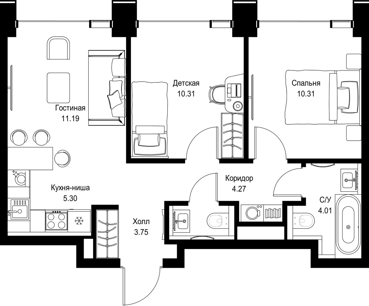 Планировка 50.7 м²