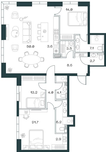 Планировка 141.6 м²