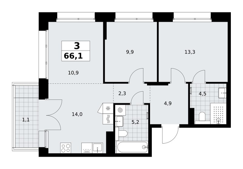 Планировка 66.1 м²