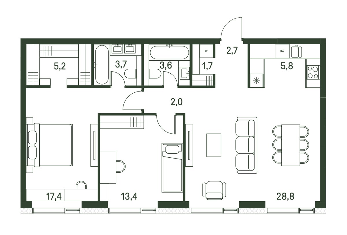 Планировка 84.3 м²