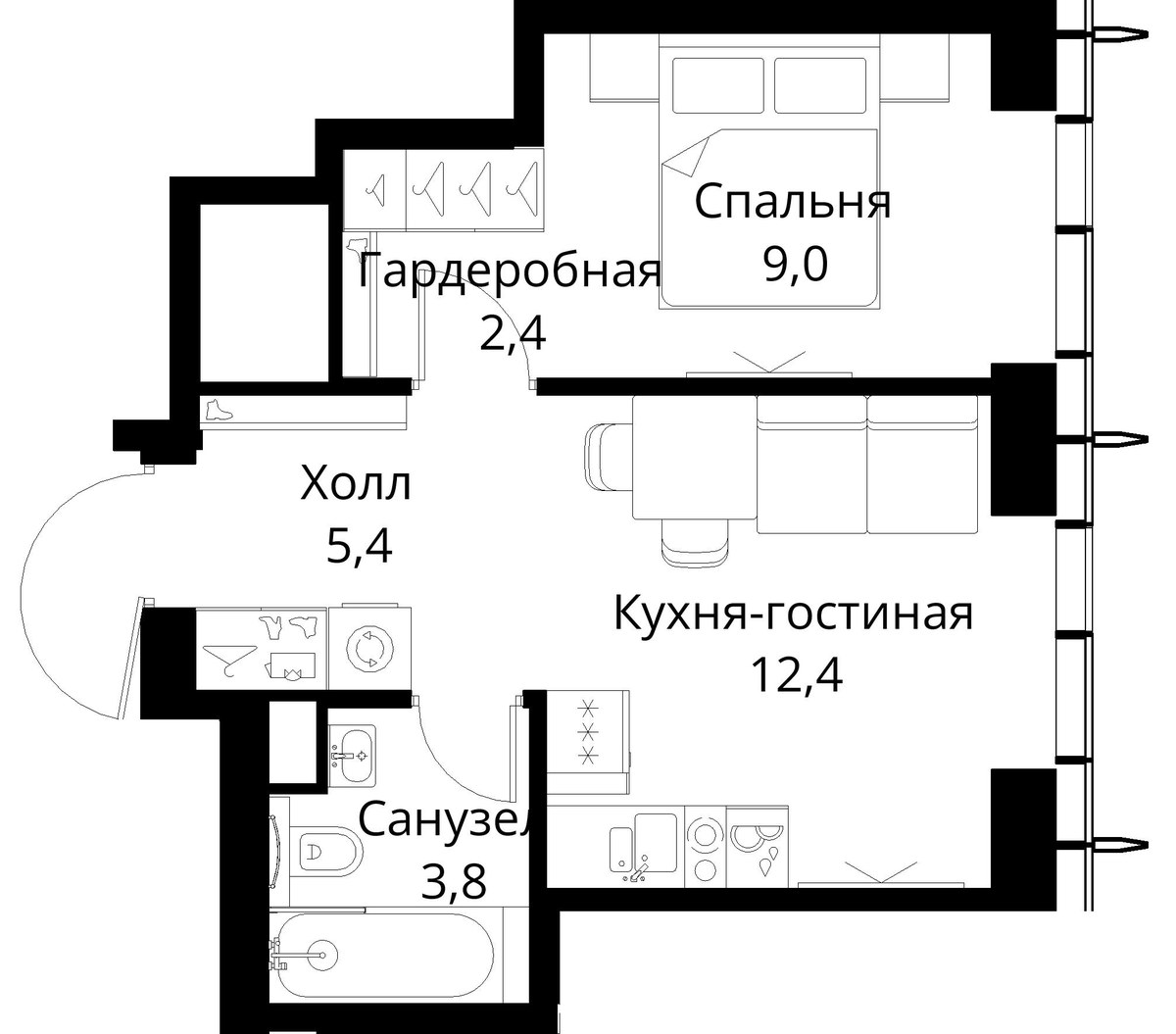 Планировка 33.0 м²