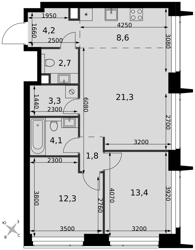 Планировка 71.7 м²