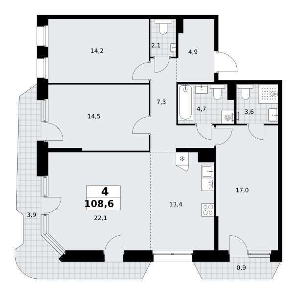 Планировка 108.6 м²