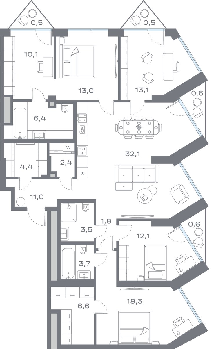 Планировка 140.48 м²