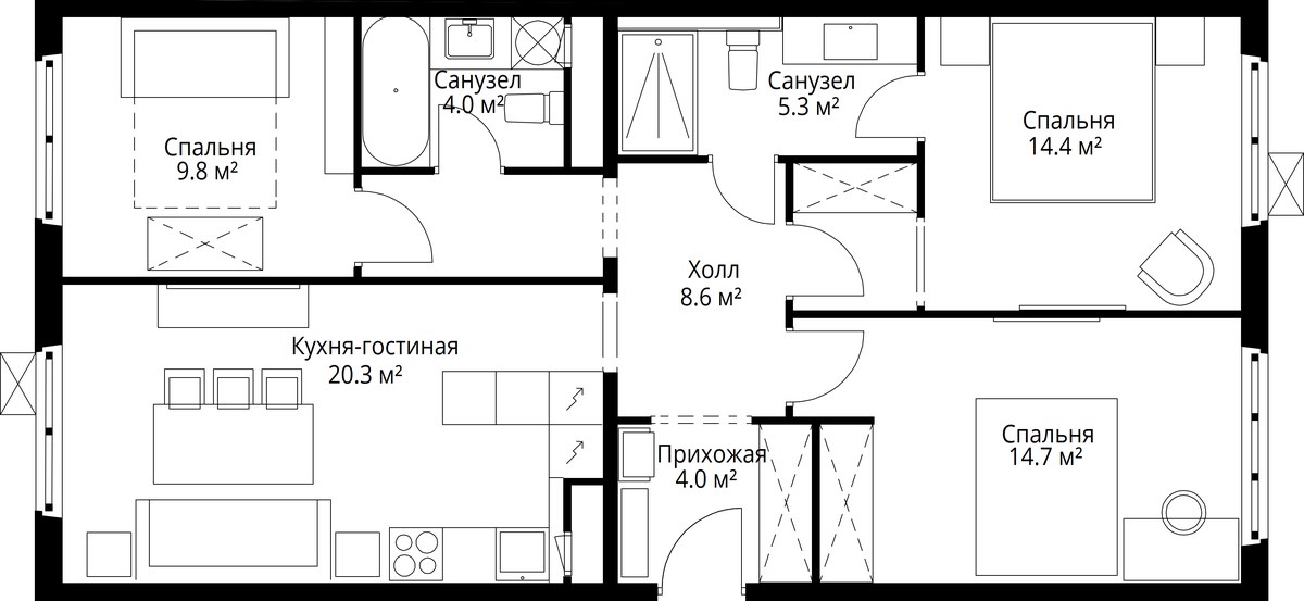 Планировка 81.1 м²