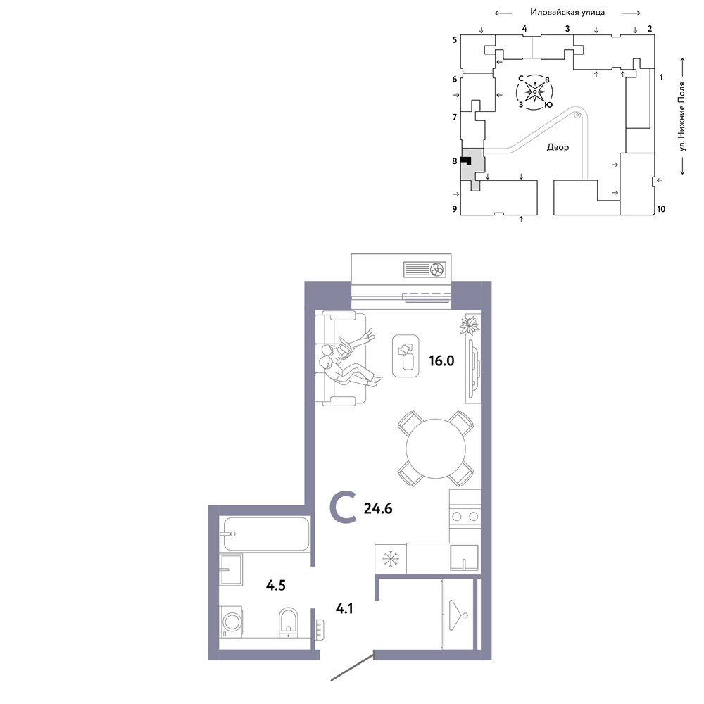 Планировка 24.6 м²