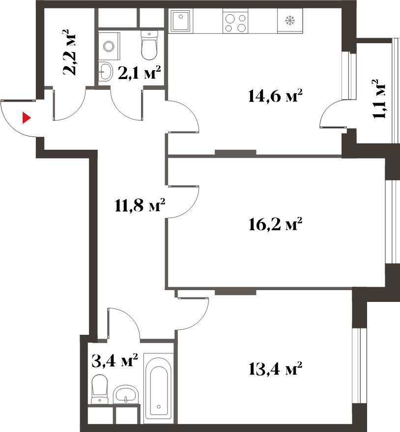 Планировка 64.0 м²
