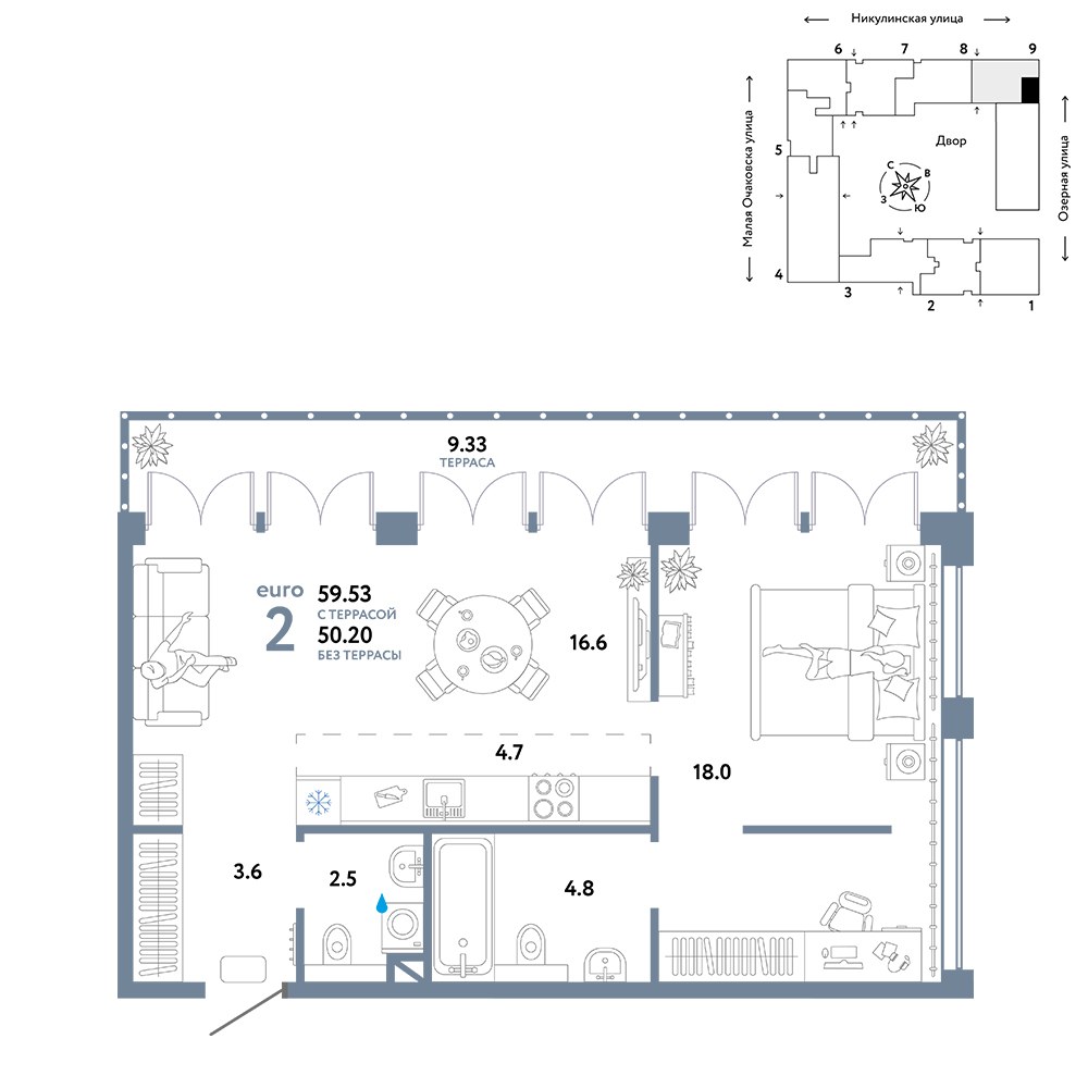 Планировка 59.53 м²