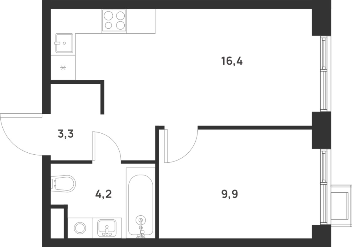 Планировка 33.8 м²
