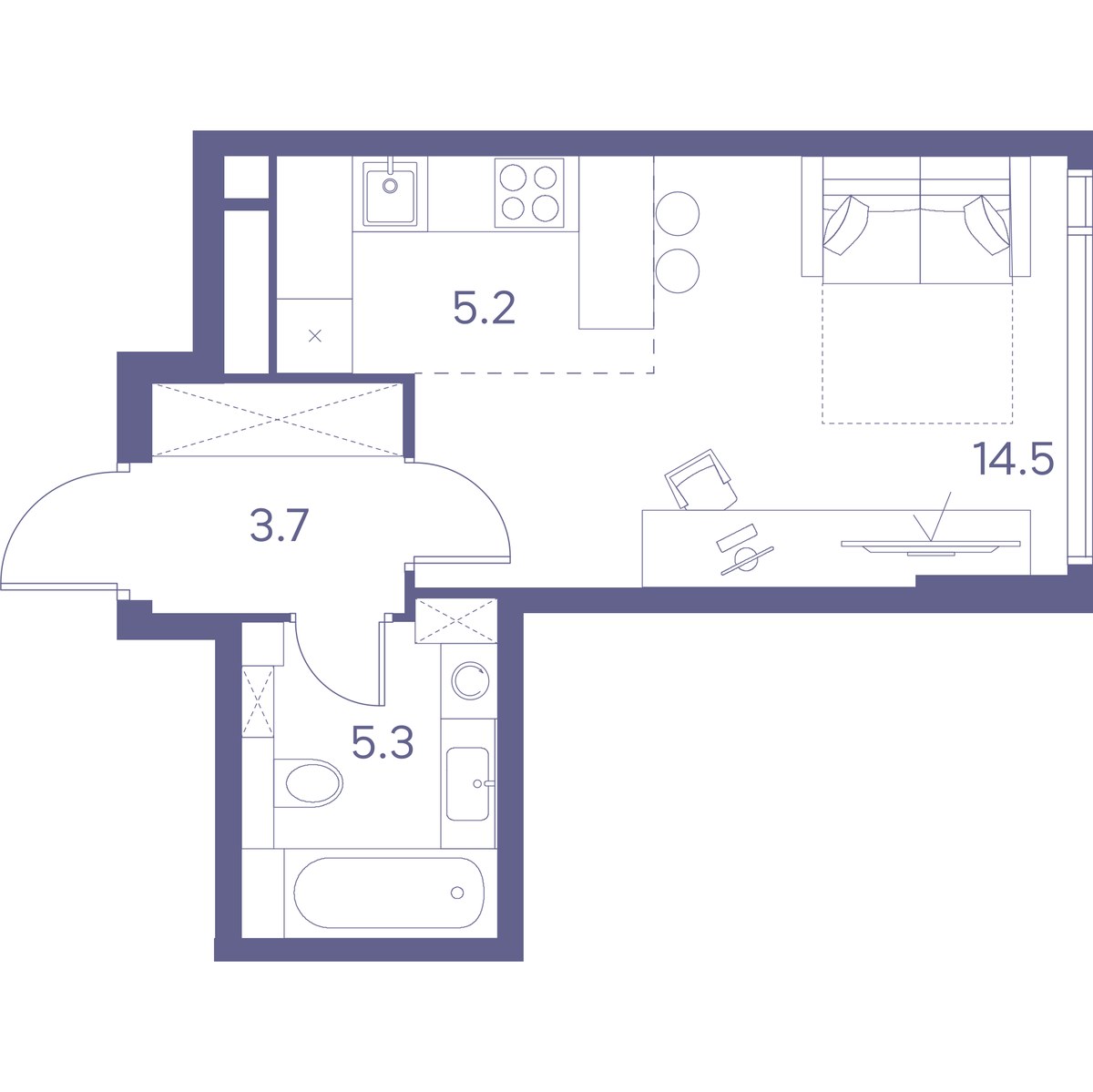 Планировка 28.7 м²