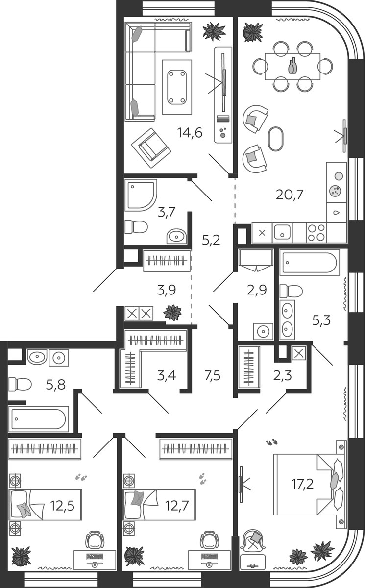 Планировка 117.6 м²