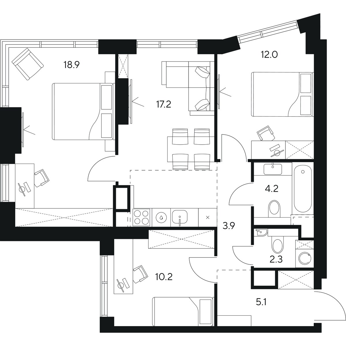 Планировка 73.8 м²