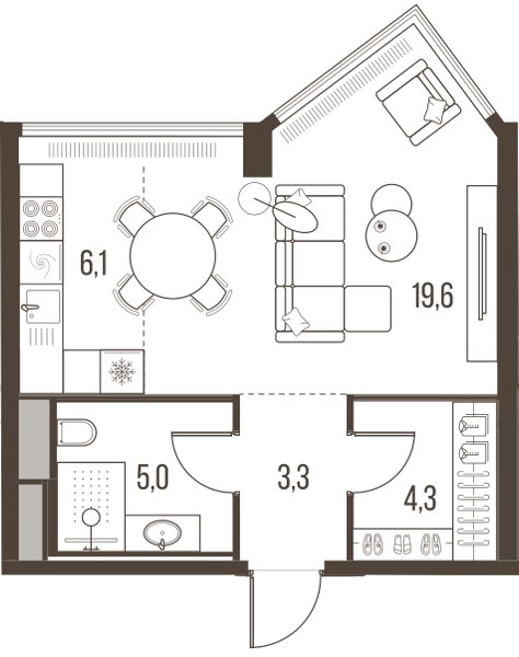 Планировка 38.3 м²