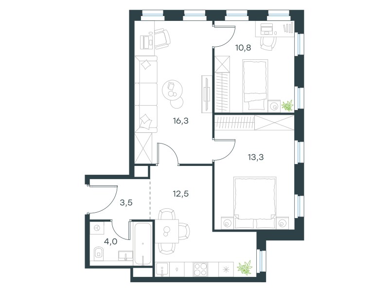 Планировка 60.4 м²