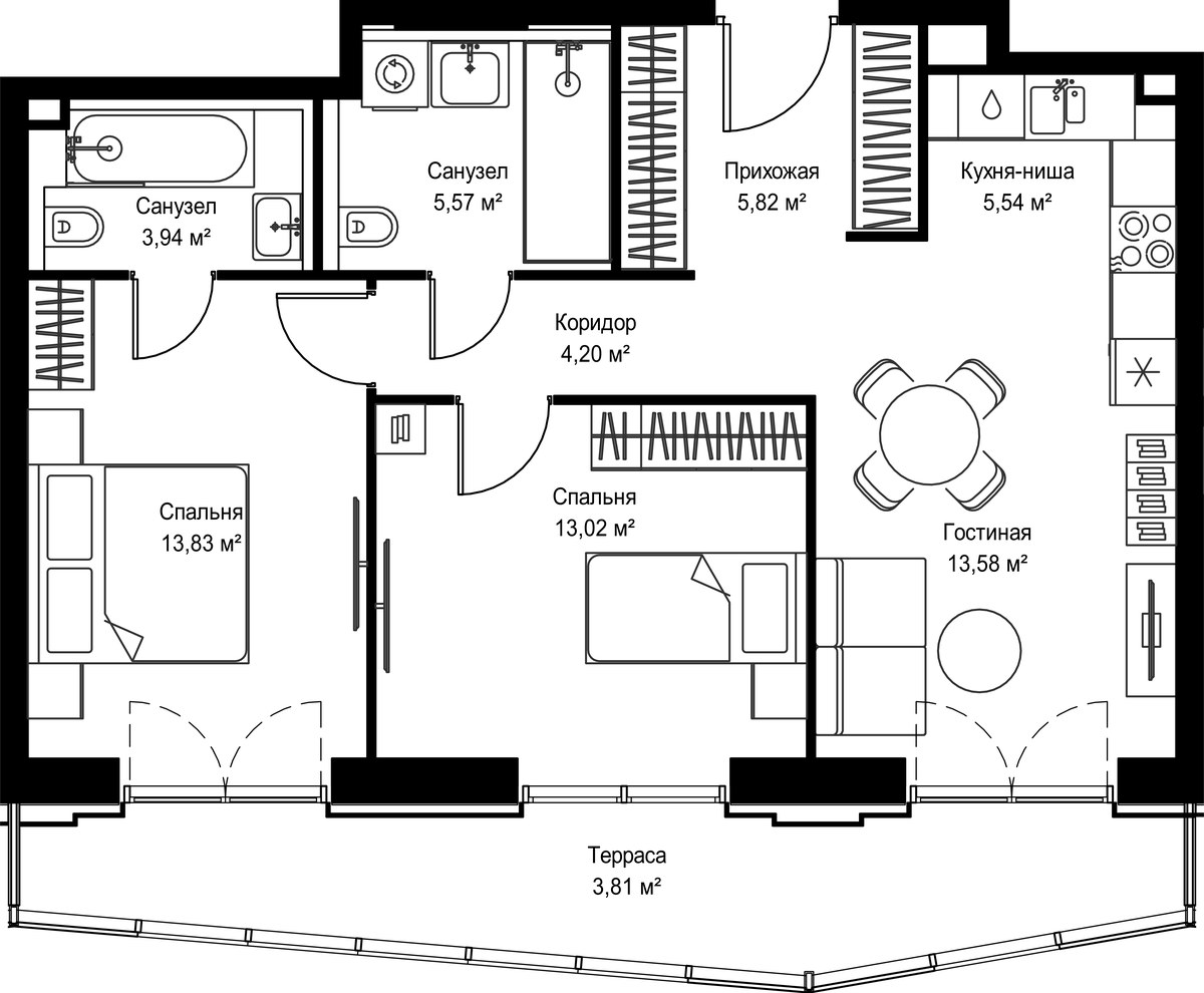 Планировка 69.31 м²