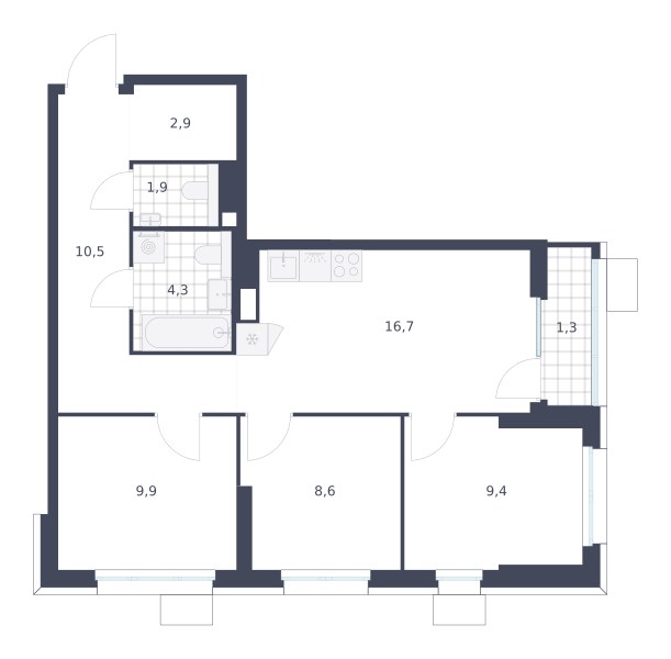 Планировка 65.5 м²