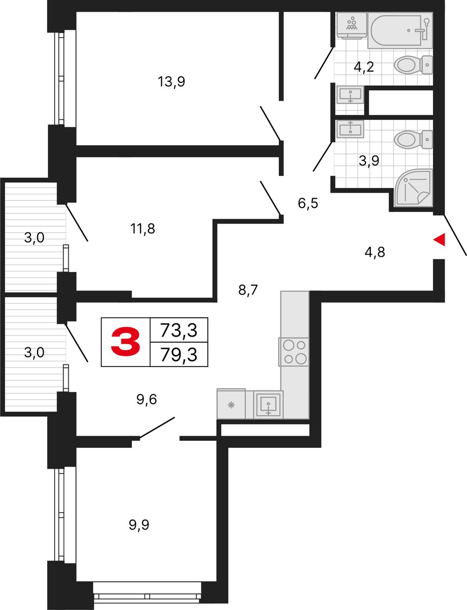 Планировка 79.3 м²