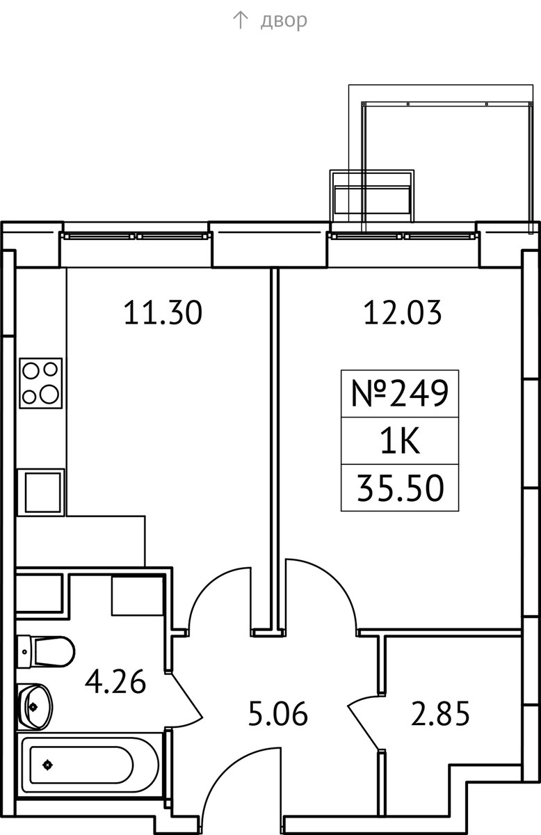 Планировка 35.5 м²