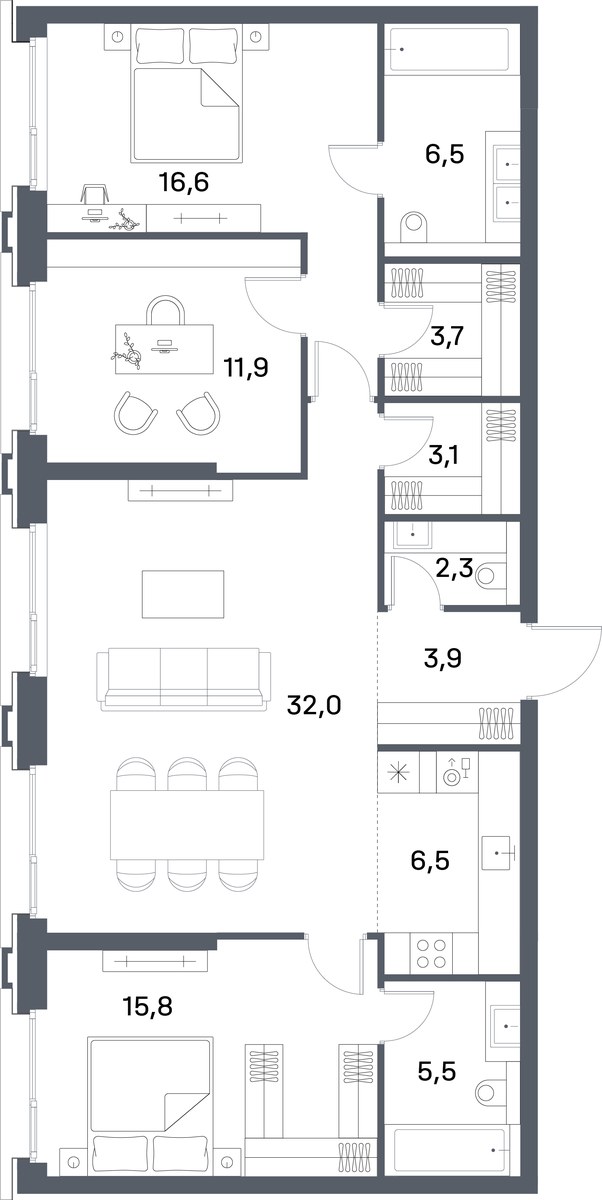 Планировка 107.4 м²